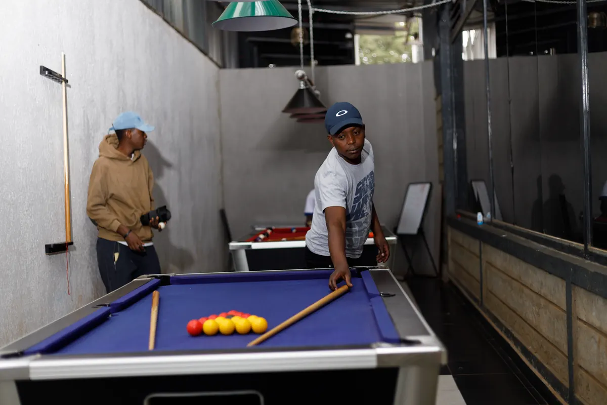 Pool table set up and ready